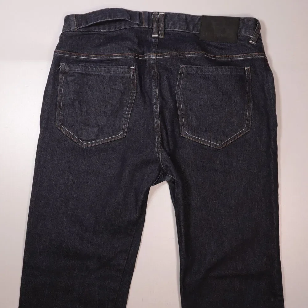 Betabrand Commuter Jeans Blue Denim Straight Leg Slim Reflective Mens 34x30